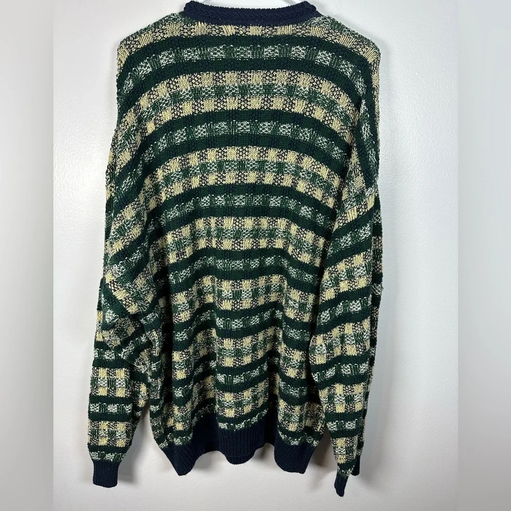Vintage 90s Hill & Archer Grandpa Basketweave Knit Sweater size XL
